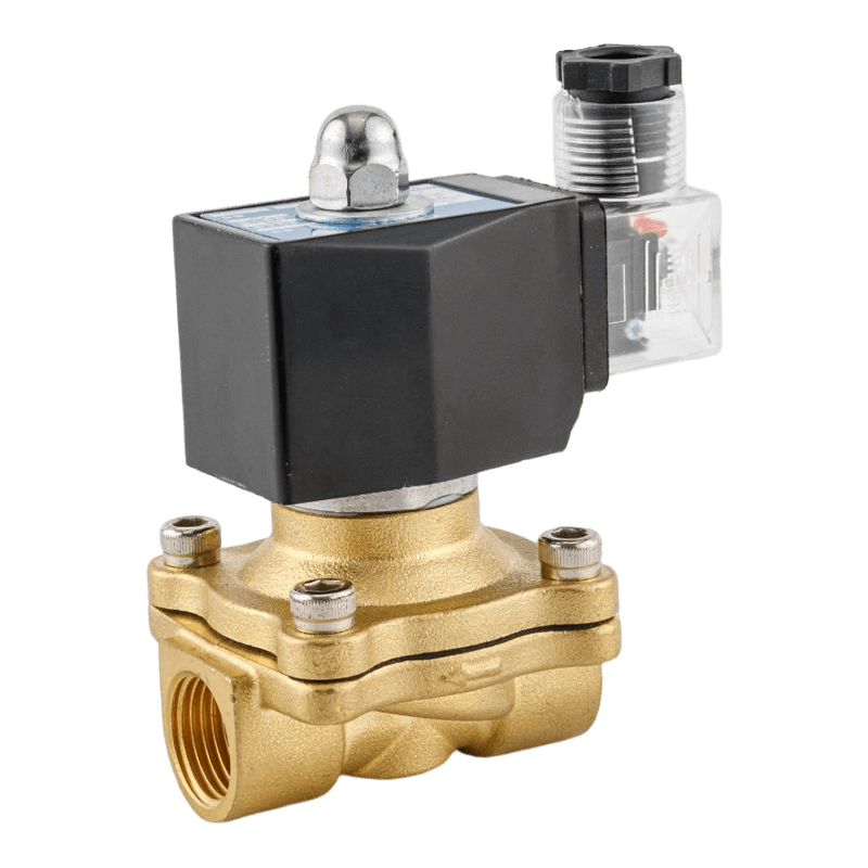 Uma grande válvula solenóide de latão de 2/2 vias com controle de água e alta capacidade de tolerância a impurezas